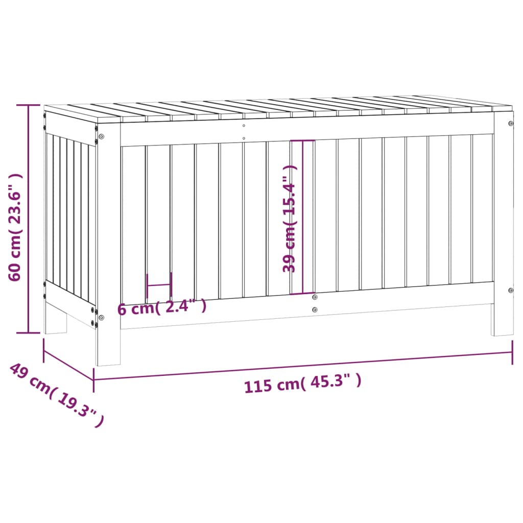 Garden Storage Box Black Solid Wood Pine