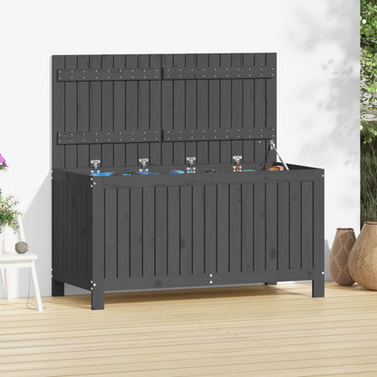 Garden Storage Box Black Solid Wood Pine