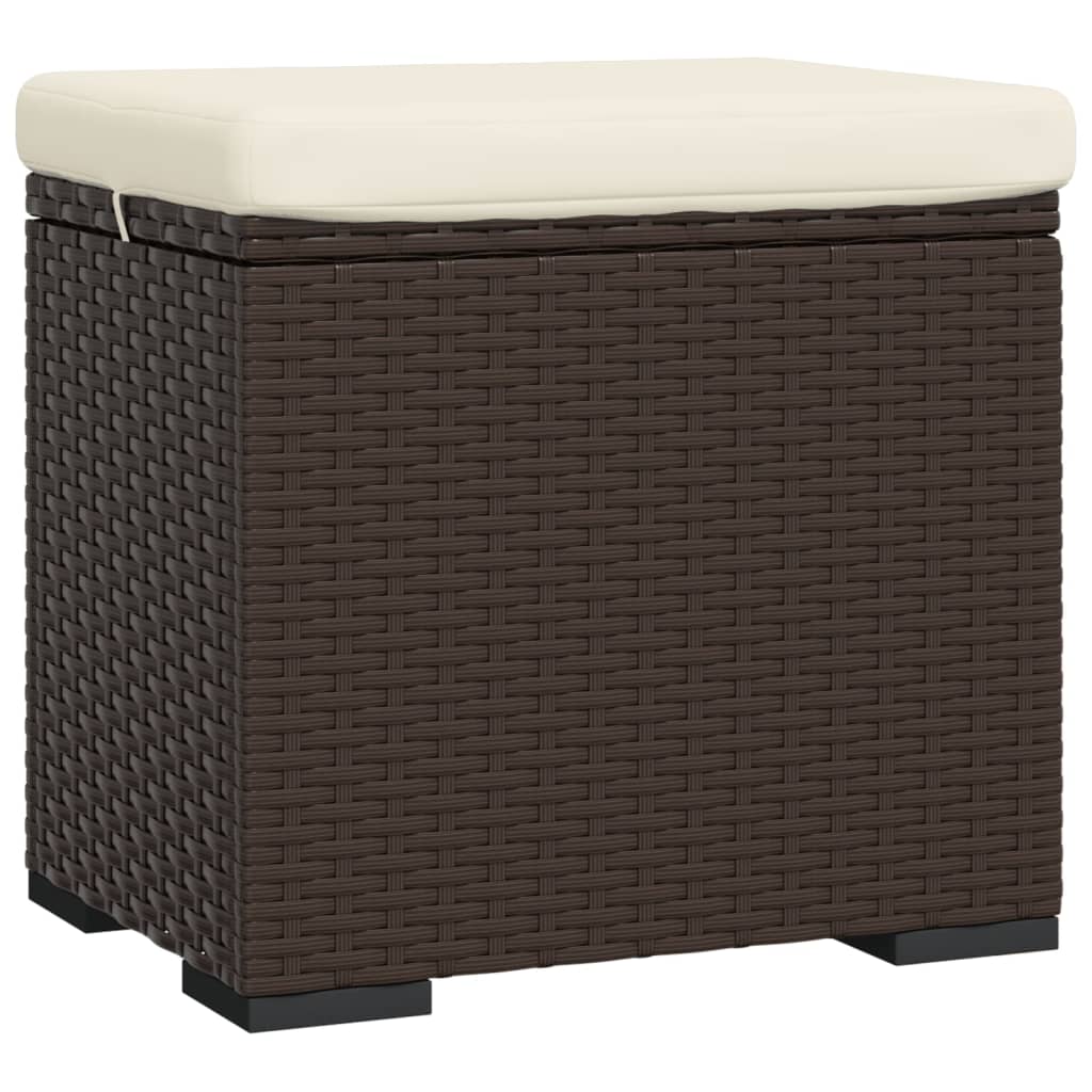 Ottoman With Cushion 40X30X40 Cm Poly Rattan
