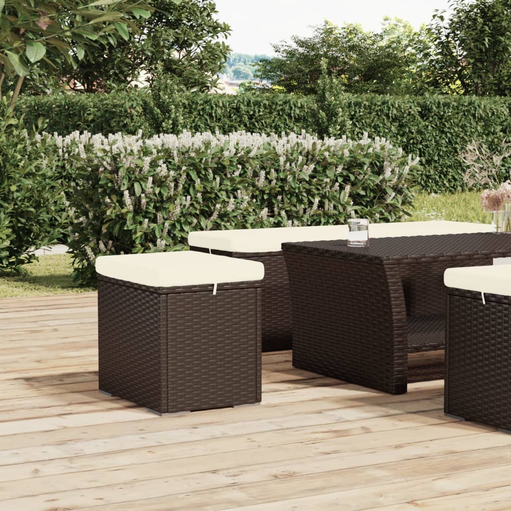 Ottoman With Cushion 40X30X40 Cm Poly Rattan