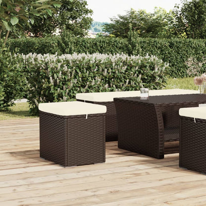 Ottoman With Cushion 40X30X40 Cm Poly Rattan