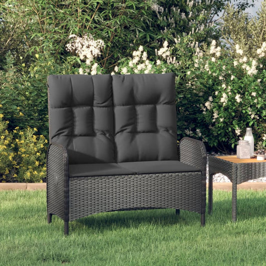 Reclining Garden Bench With Cushions 107 Cm Poly Rattan