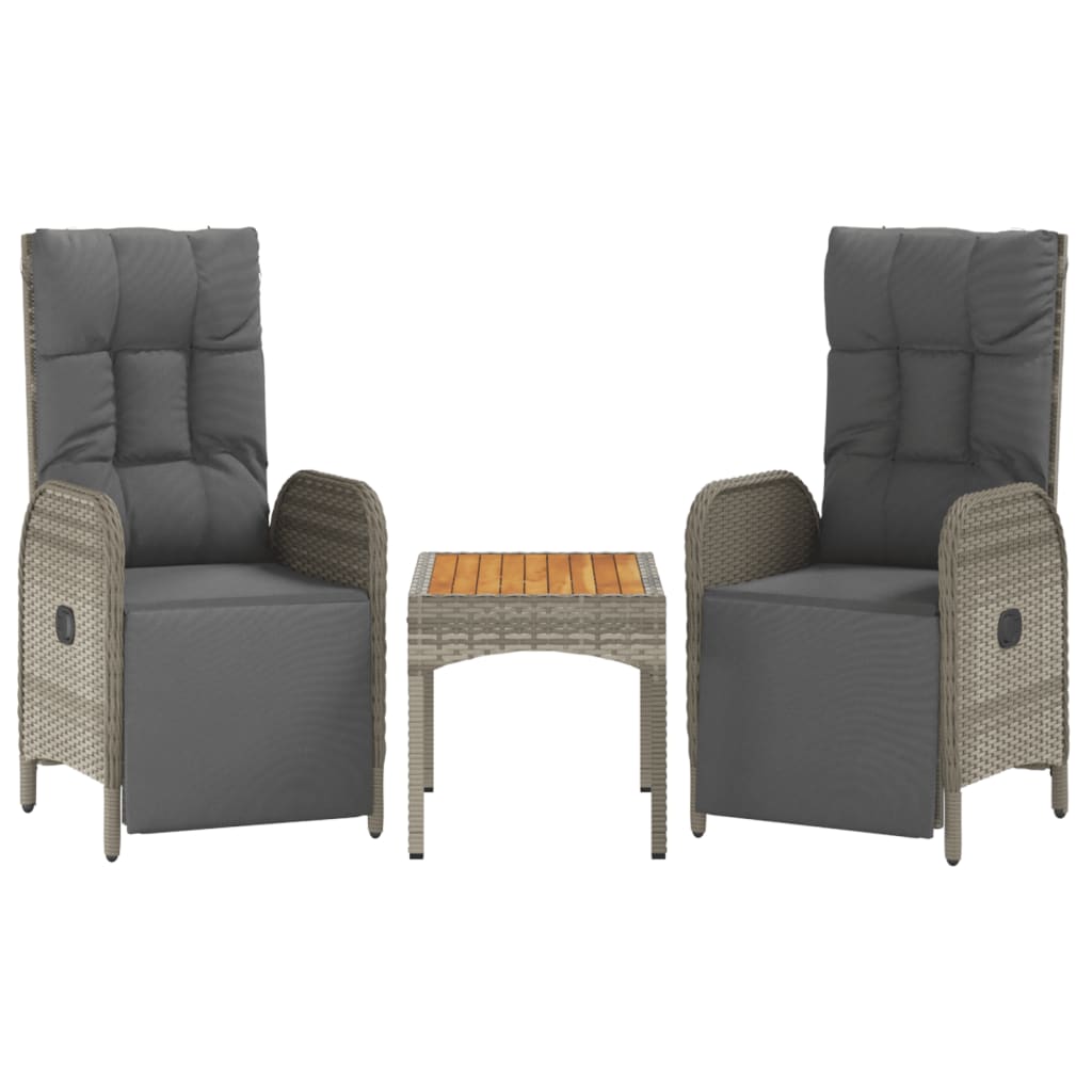 Garden Reclining Chairs 2 Pcs With Table Poly Rattan