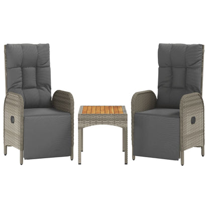 Garden Reclining Chairs 2 Pcs With Table Poly Rattan