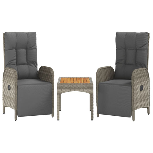 Garden Reclining Chairs 2 Pcs With Table Poly Rattan
