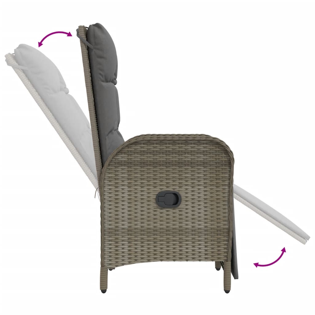 Garden Reclining Chairs 2 Pcs With Table Poly Rattan