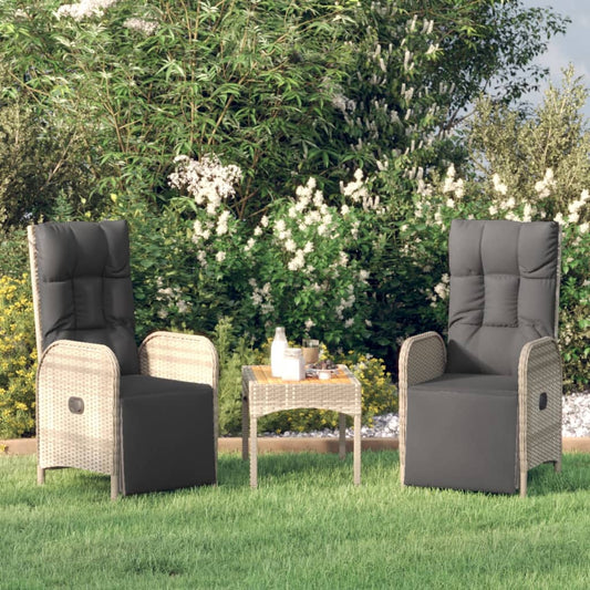 Garden Reclining Chairs 2 Pcs With Table Poly Rattan