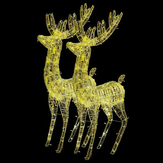 Xxl Acrylic Christmas Reindeers 250 Led 2 Pcs 180 Cm Warm White