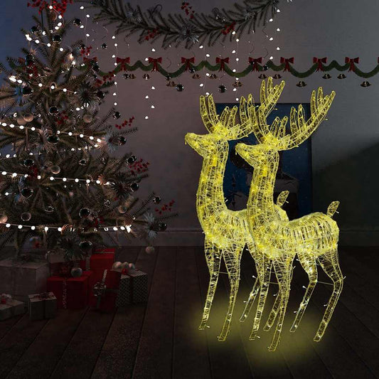 Xxl Acrylic Christmas Reindeers 250 Led 2 Pcs 180 Cm Warm White