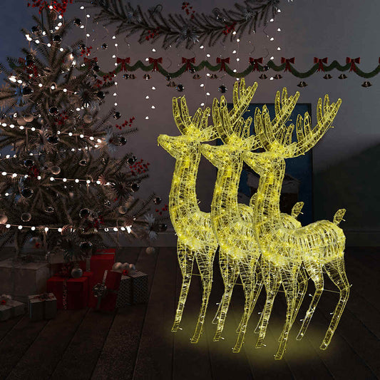 Xxl Acrylic Christmas Reindeers 250 Led 3 Pcs 180 Cm Warm White