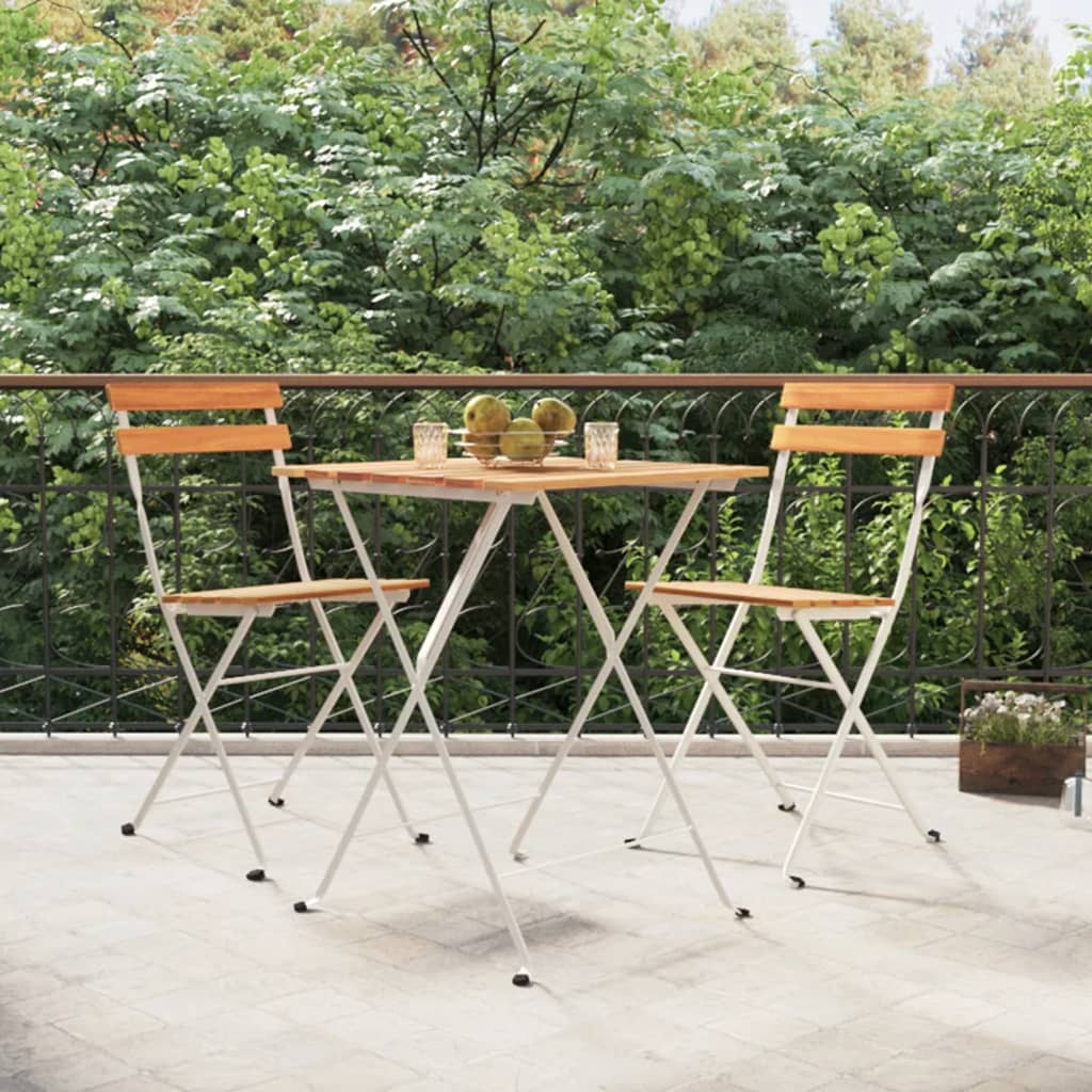 Folding Garden Chairs 8 Pcs Steel And Solid Wood Acacia