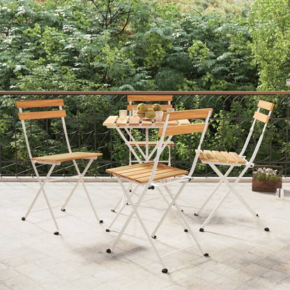 Folding Garden Chairs 8 Pcs Steel And Solid Wood Acacia