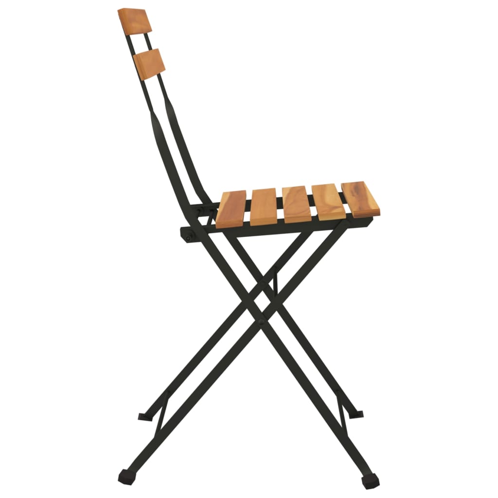 Folding Bistro Chairs 2 Pcs Solid Wood Teak And Steel