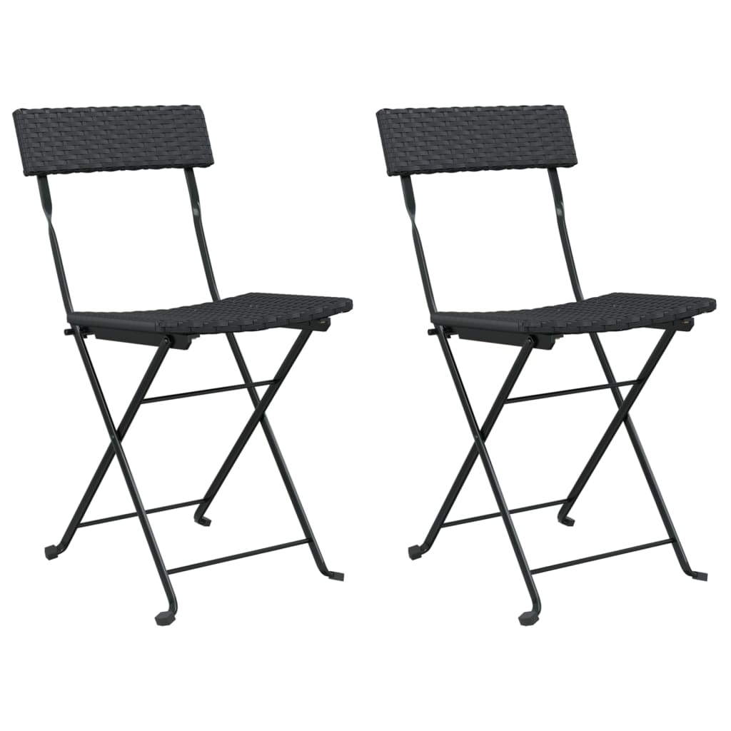 Folding Bistro Chairs 2 Pcs Poly Rattan And Steel