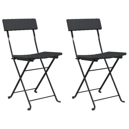 Folding Bistro Chairs 2 Pcs Poly Rattan And Steel