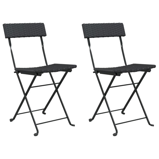 Folding Bistro Chairs 2 Pcs Poly Rattan And Steel
