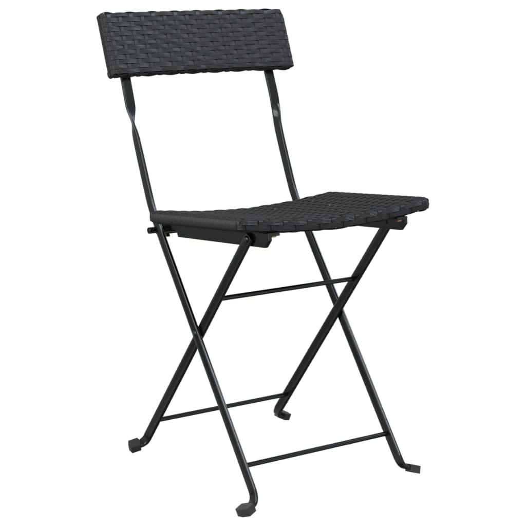 Folding Bistro Chairs 2 Pcs Poly Rattan And Steel
