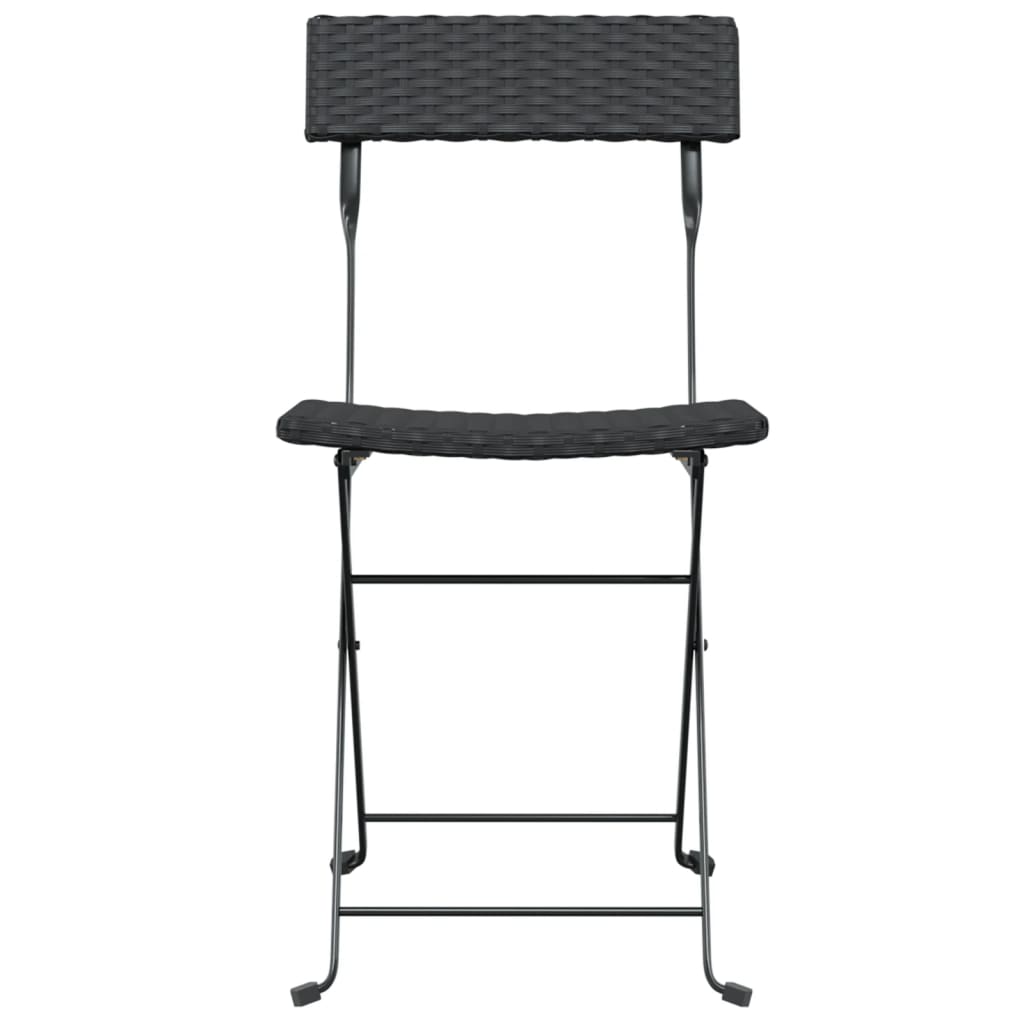 Folding Bistro Chairs 2 Pcs Poly Rattan And Steel