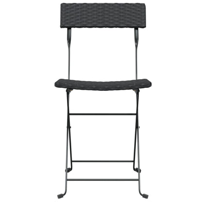 Folding Bistro Chairs 2 Pcs Poly Rattan And Steel