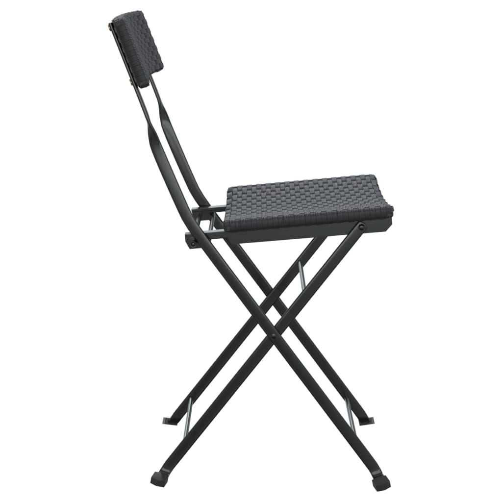 Folding Bistro Chairs 2 Pcs Poly Rattan And Steel