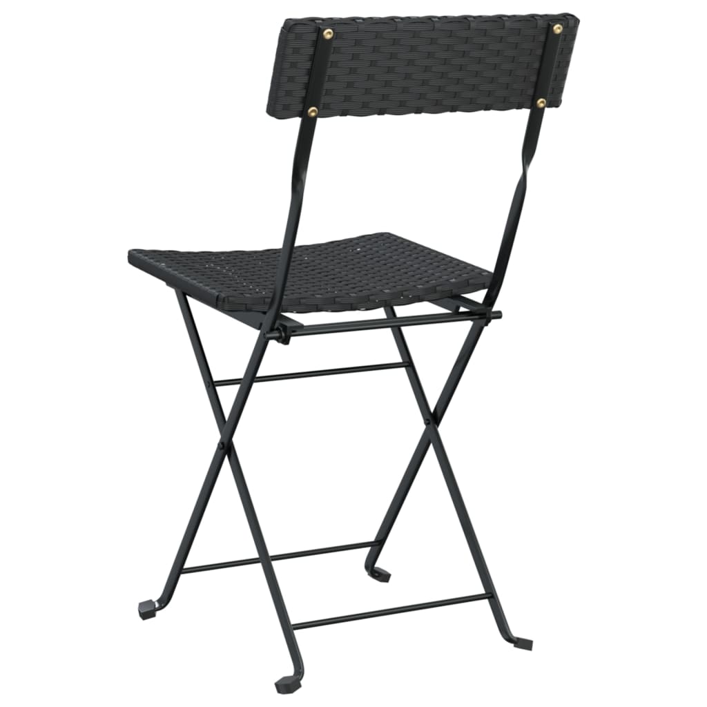 Folding Bistro Chairs 2 Pcs Poly Rattan And Steel
