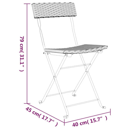 Folding Bistro Chairs 2 Pcs Poly Rattan And Steel
