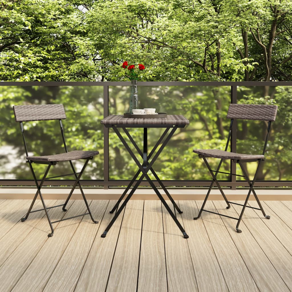 Folding Bistro Chairs 2 Pcs Poly Rattan And Steel