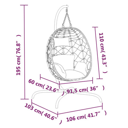 Hanging Egg Chair With Cushion Poly Rattan&Steel