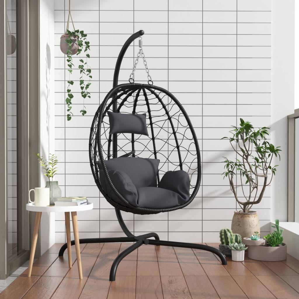 Hanging Egg Chair With Cushion Poly Rattan&Steel