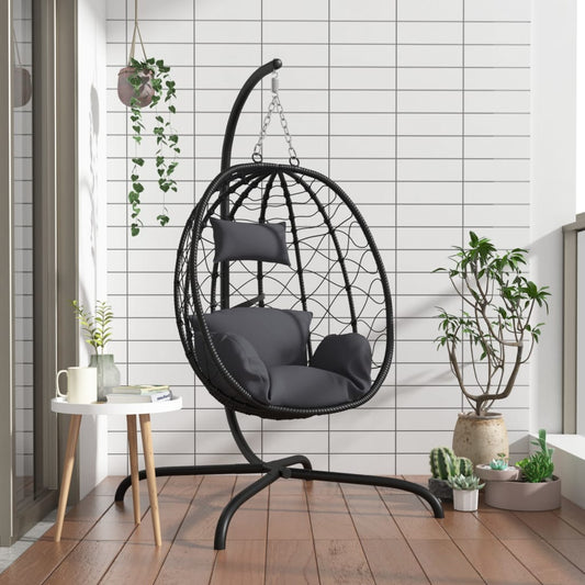 Hanging Egg Chair With Cushion Poly Rattan&Steel