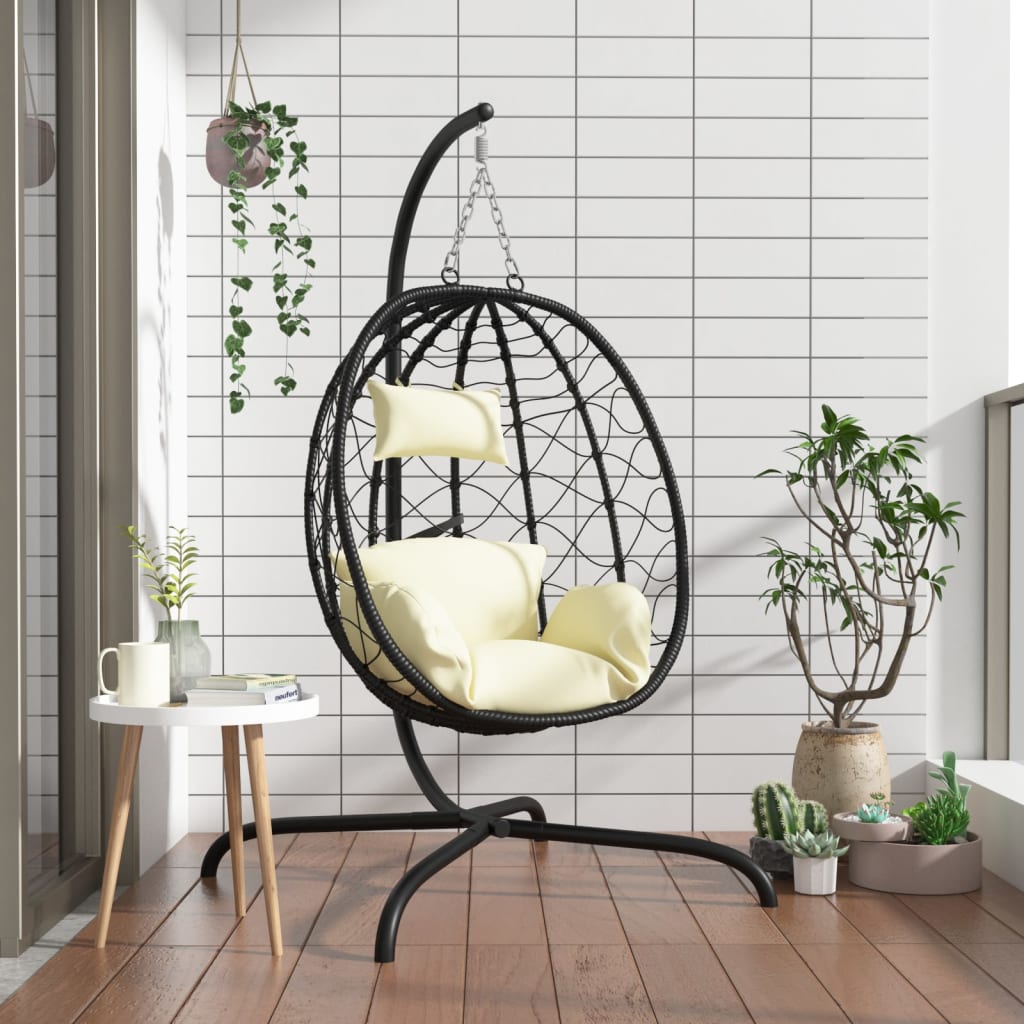 Hanging Egg Chair With Cushion Poly Rattan&Steel