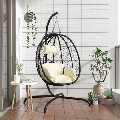 Hanging Egg Chair With Cushion Poly Rattan&Steel