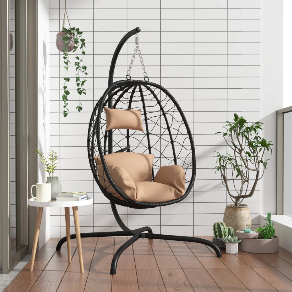 Hanging Egg Chair With Cushion Poly Rattan&Steel