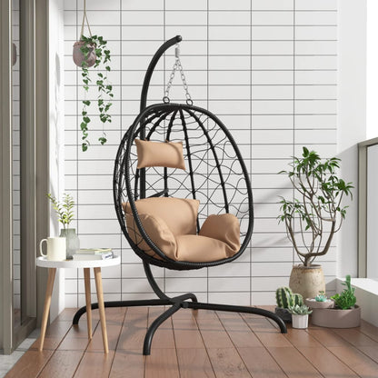 Hanging Egg Chair With Cushion Poly Rattan&Steel