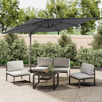 Cantilever Garden Parasol With Led Lights And Aluminium Pole 400X300 Cm