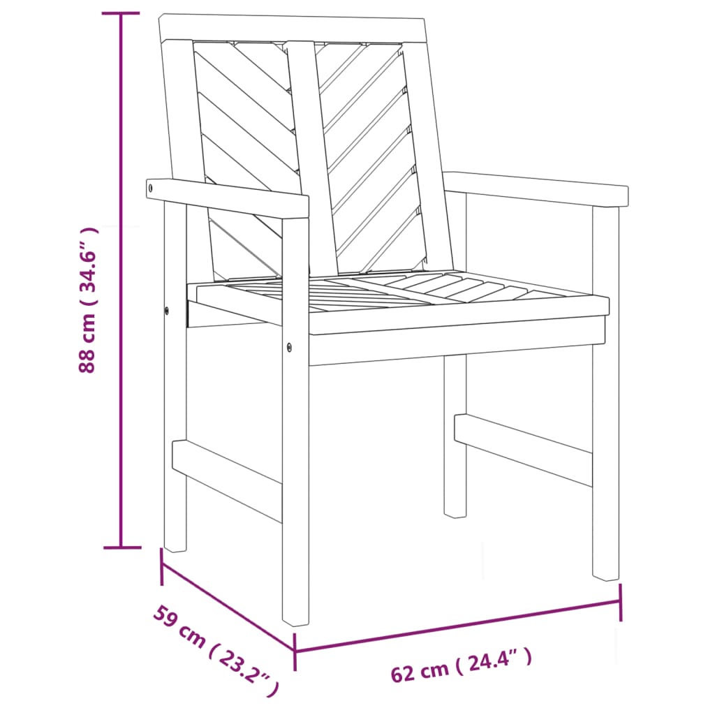 Garden Dining Chairs 2 Pcs Solid Wood Acacia