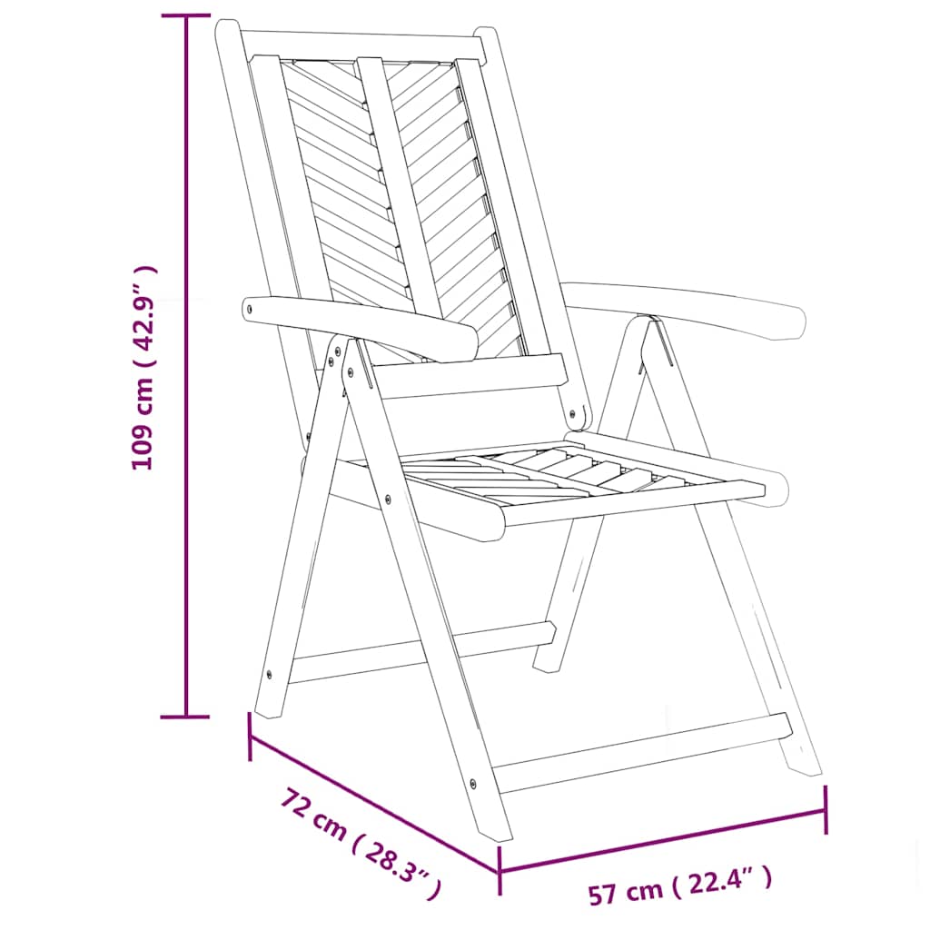 Reclining Garden Chairs 2 Pcs Solid Wood Acacia