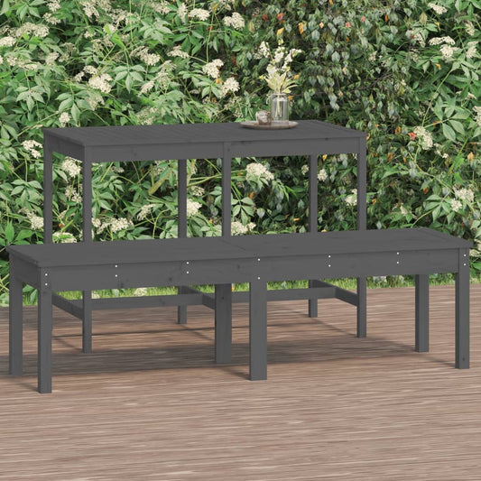 2-Seater Garden Bench Grey Solid Wood Pine