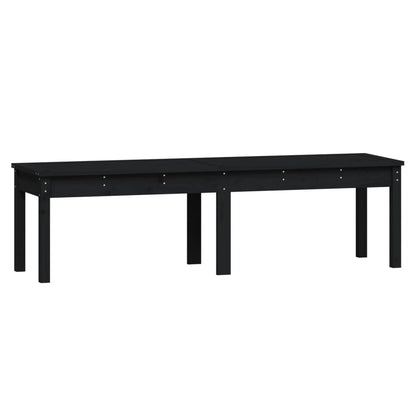 2-Seater Garden Bench Black Solid Wood Pine