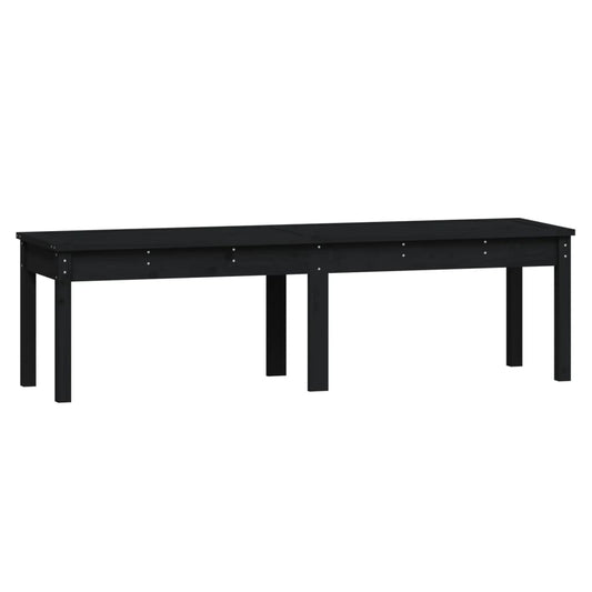2-Seater Garden Bench Black Solid Wood Pine