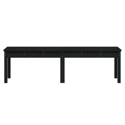 2-Seater Garden Bench Black Solid Wood Pine