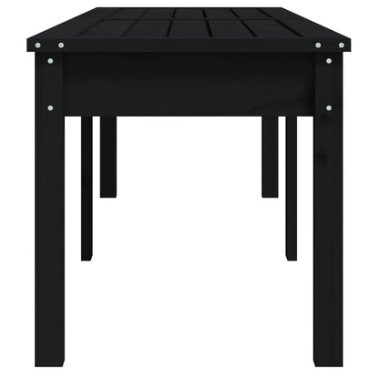 2-Seater Garden Bench Black Solid Wood Pine