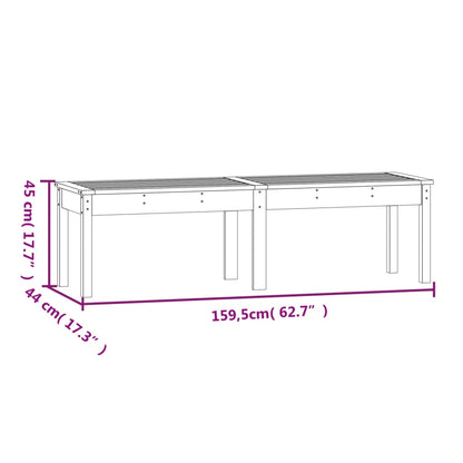 2-Seater Garden Bench Black Solid Wood Pine