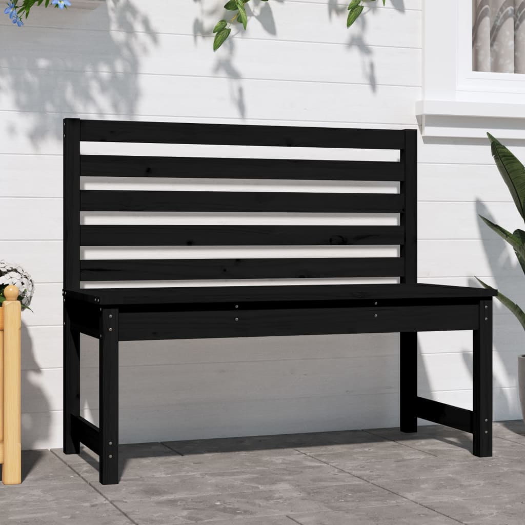 Garden Bench Black 109 Cm Solid Wood Pine