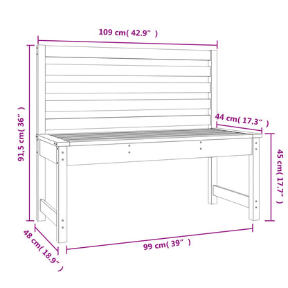 Garden Bench Black 109 Cm Solid Wood Pine