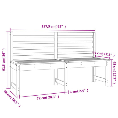 Garden Bench Black 157.5 Cm Solid Wood Pine