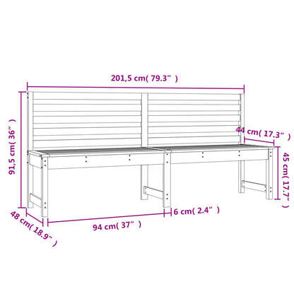 Garden Bench Grey 201.5 Cm Solid Wood Pine