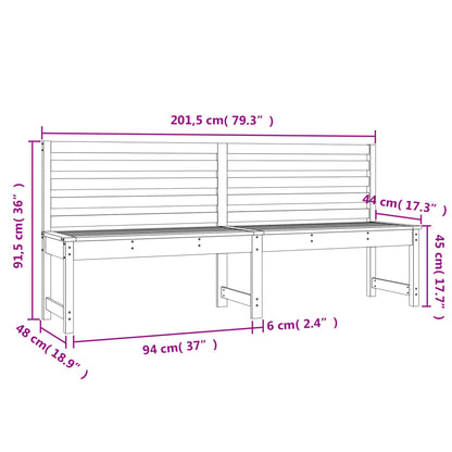 Garden Bench Black 201.5 Cm Solid Wood Pine