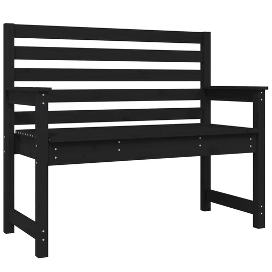 Garden Bench Black Solid Wood Pine