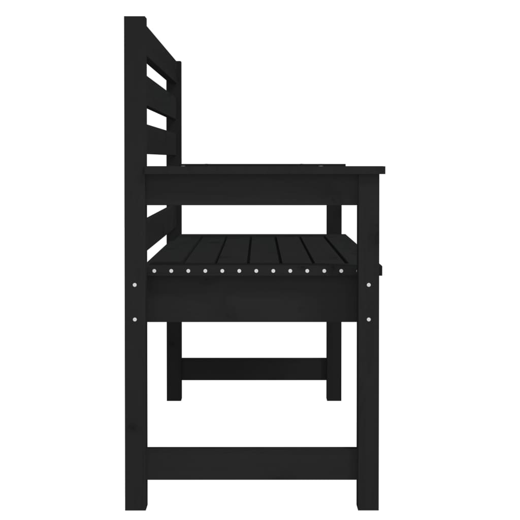 Garden Bench Black Solid Wood Pine